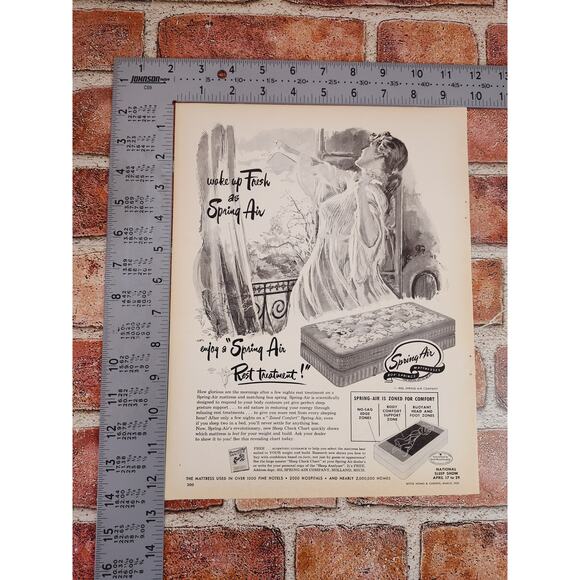 1950 Wake Up Fresh as Spring Air Enjoy a Rest Treatment Mattress Vtg Print Ad - Picture 4 of 7